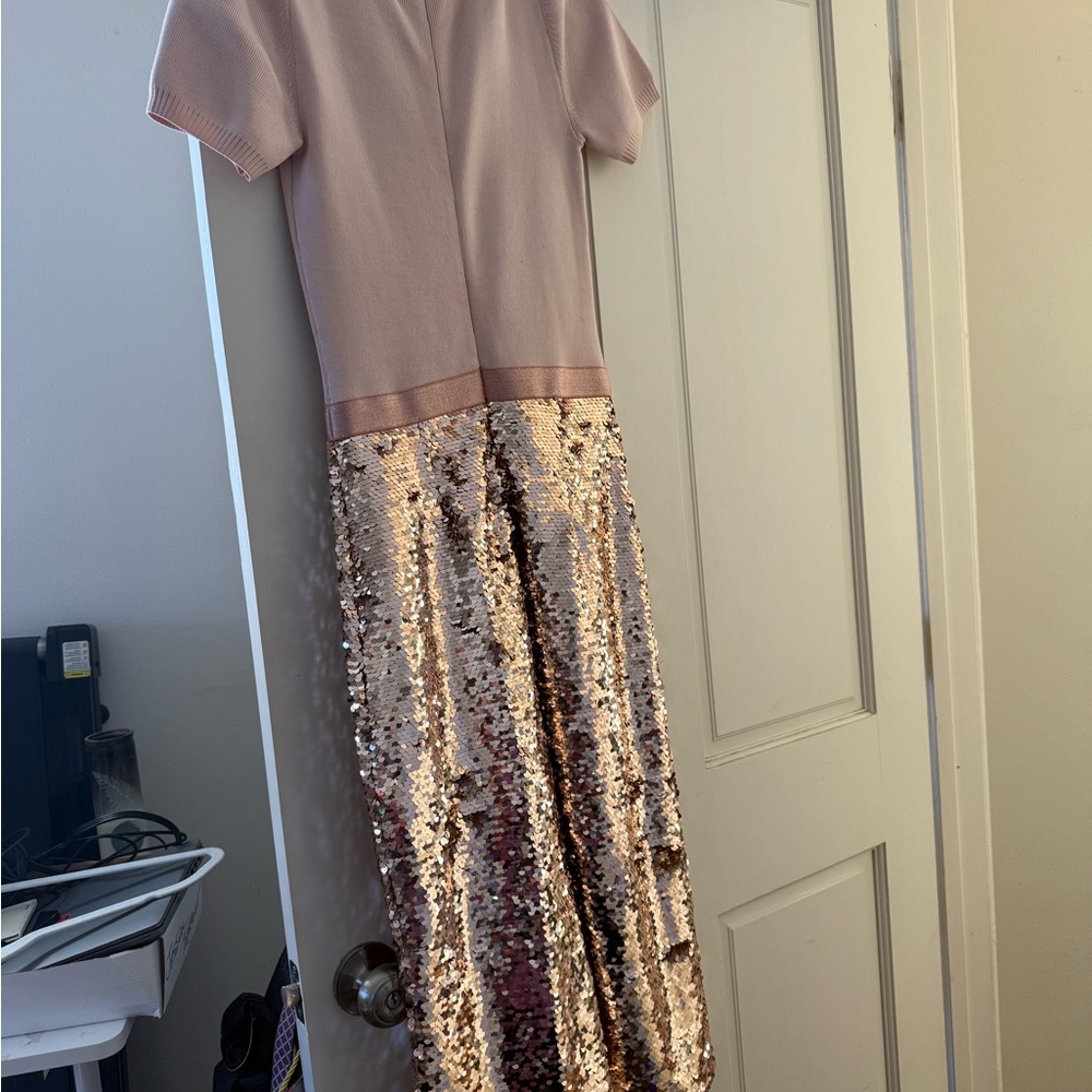 Sachin + Babi Blush and Gold Sequin Midi Dress - Picture 2 of 2
